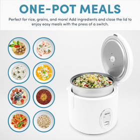 AROMA ARC-914S uncooked 4-cup capacity setup suitable for versatile meals.