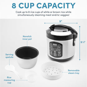 AROMA ARC-954SBD quick rice function speeds weeknight meals.