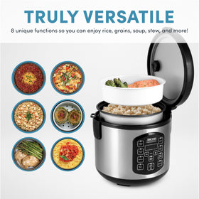 AROMA ARC-954SBD steam tray enables healthy steaming while rice cooks below.