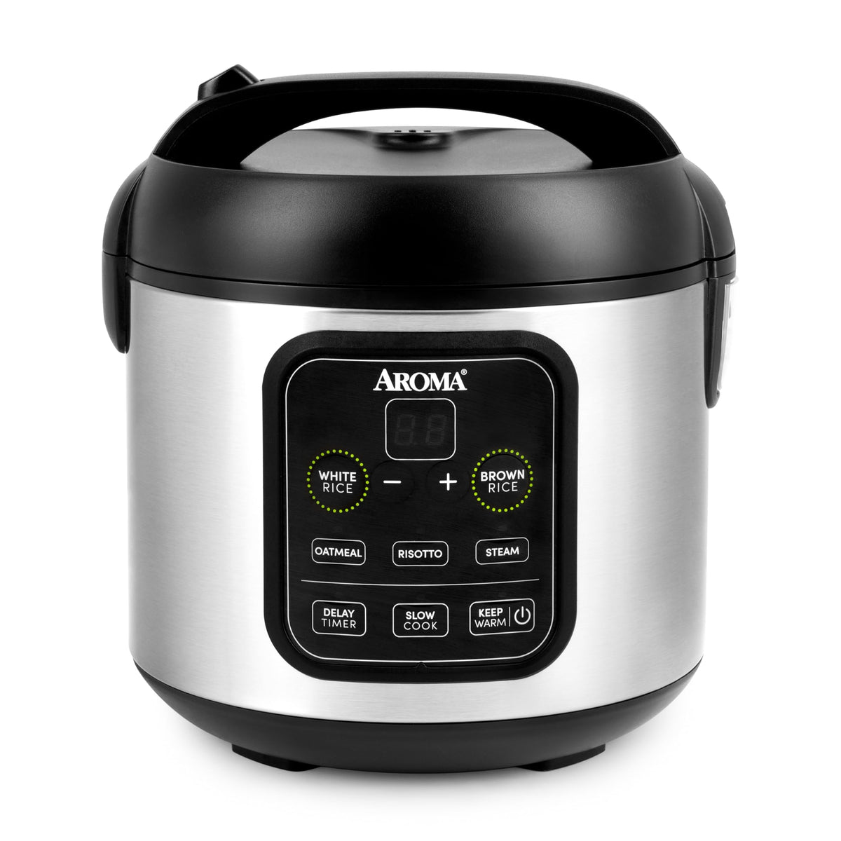 AROMA ARC-994SB rice cooker with compact footprint for daily white rice.
