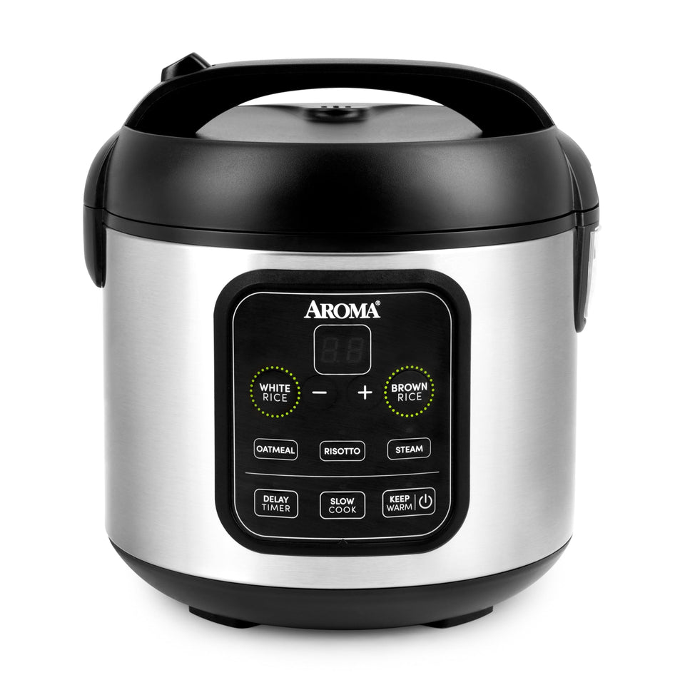 AROMA ARC-994SB rice cooker with compact footprint for daily white rice.