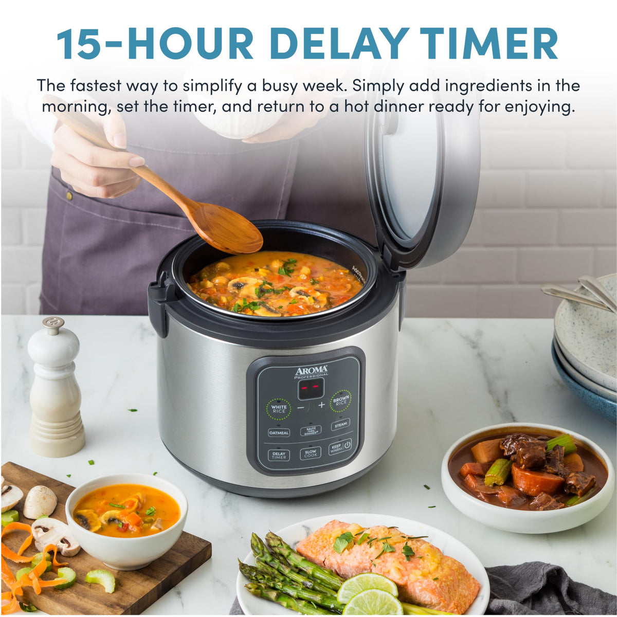 AROMA ARC-994SG slow cooker mode makes tender one pot meals with ease