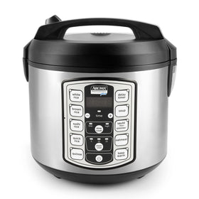 AROMA ARC-5000SB front view in stainless steel, compact all-in-one cooker.