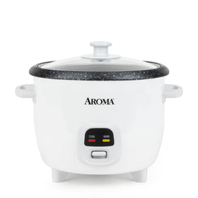 AROMA Bonded Granite 6-Cup Pot with durable non-stick surface for easy rice cooking.