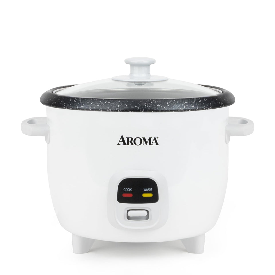 AROMA Bonded Granite 6-Cup Pot with durable non-stick surface for easy rice cooking.