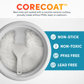 AROMA CoreCoat multi-use design, steam vegetables or meat above while rice cooks below.