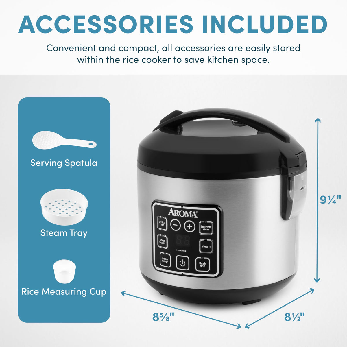 AROMA digital rice cooker steam tray in action for healthy sides