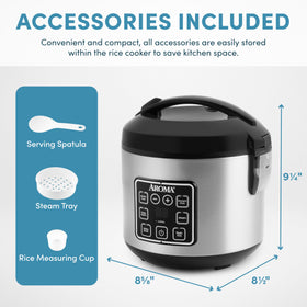 AROMA digital rice cooker steam tray in action for healthy sides