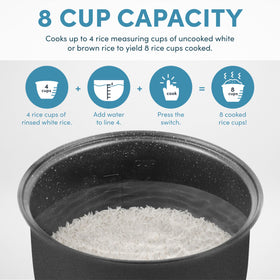 AROMA keep warm feature maintains heat after cooking.