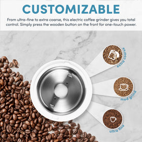 AROMA wood power button detail adds ergonomic style to the countertop.