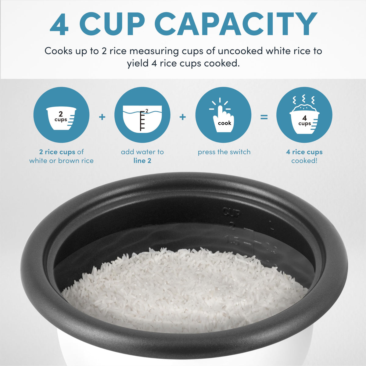 AROMA Mini Rice Cooker 4-cup cooked capacity ideal for family meals