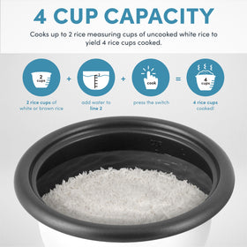 AROMA Mini Rice Cooker 4-cup cooked capacity ideal for family meals