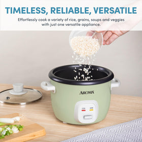 AROMA Mini Rice Cooker cooked rice with vegetables demonstrating versatility