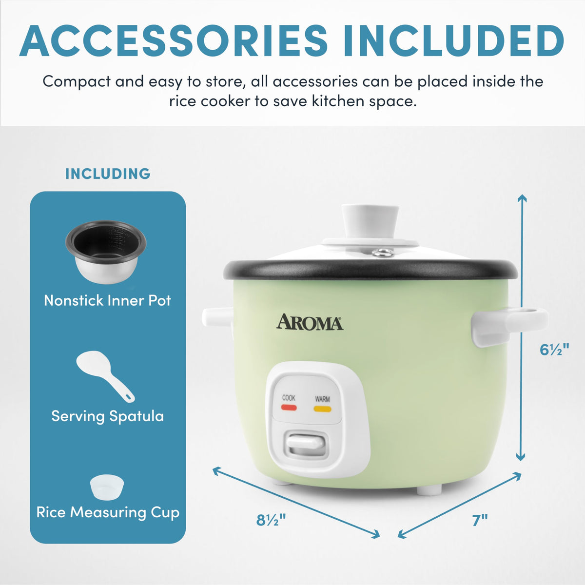 AROMA Mini Rice Cooker dishwasher-safe inner pot makes cleanup quick after meals