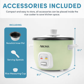 AROMA Mini Rice Cooker dishwasher-safe inner pot makes cleanup quick after meals
