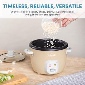 AROMA Mini Rice Cooker nonstick inner pot cleans easily and is dishwasher safe