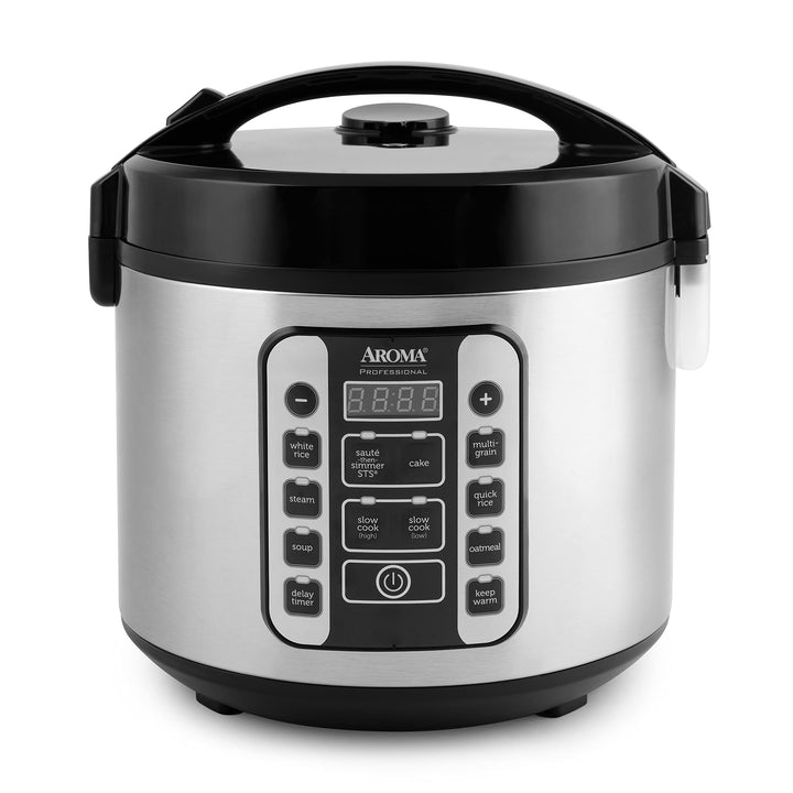 AROMA Professional 5-Quart rice cooker front view for compact kitchen use