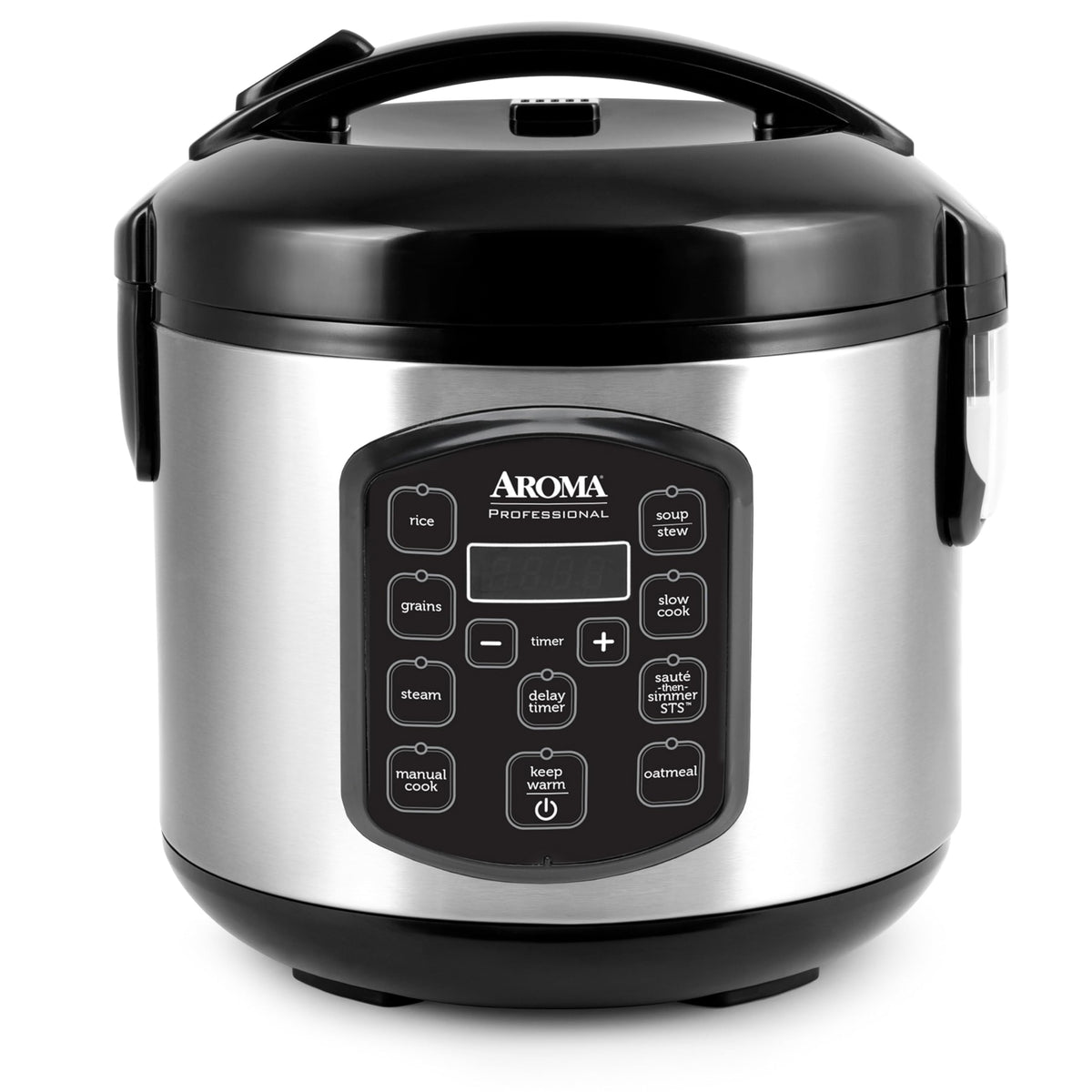 AROMA Professional 8-Cup Multicooker front view for compact kitchen versatility