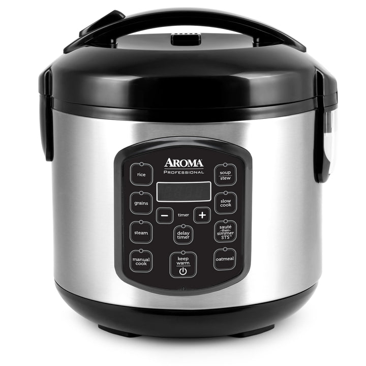 AROMA Professional 8-Cup Multicooker front view for compact kitchen versatility