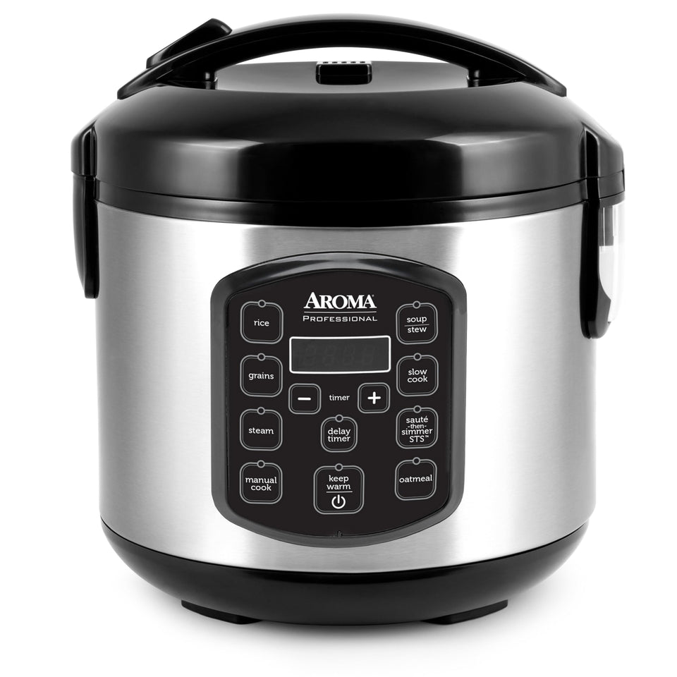 AROMA Professional 8-Cup Multicooker front view for compact kitchen versatility