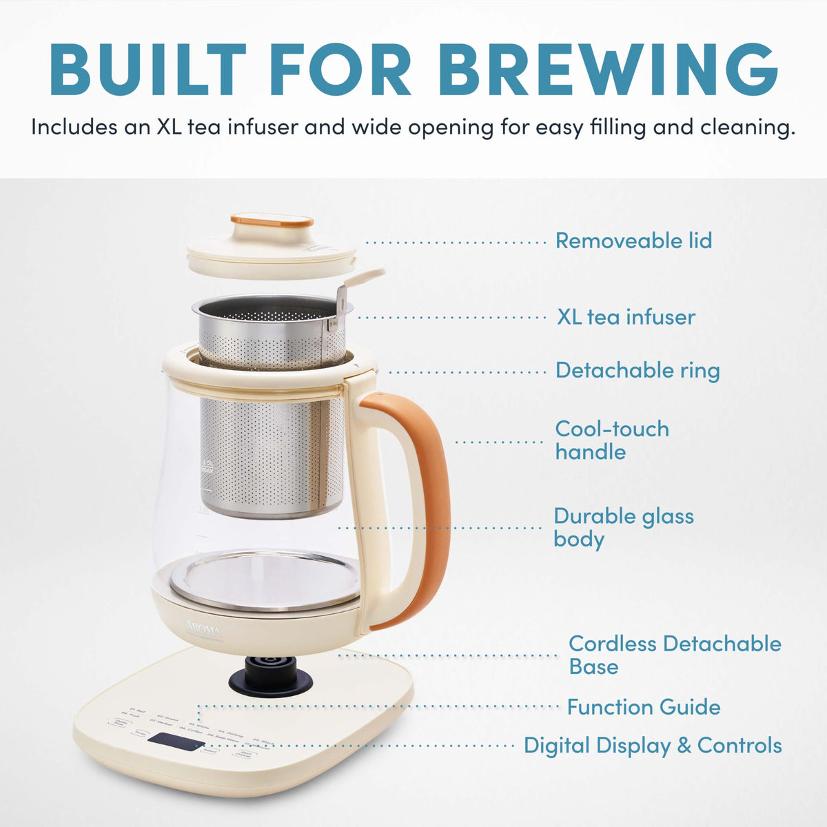 AROMA stay-cool handle enables safe lifting and confident handling.