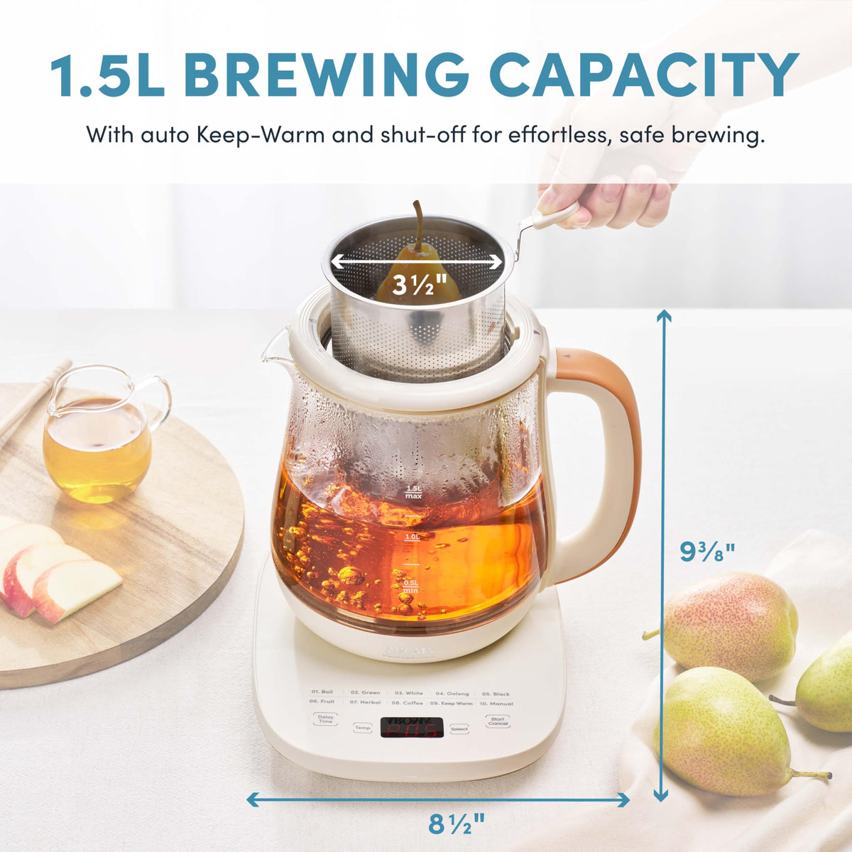 AROMA XL infuser basket delivers maximum flavor from loose leaf tea.