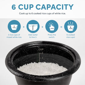 AROMA rice spatula included for spill-free serving.