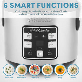 AROMA Select Stainless rice measuring cup helps accurate liquid measurements for consistent results.