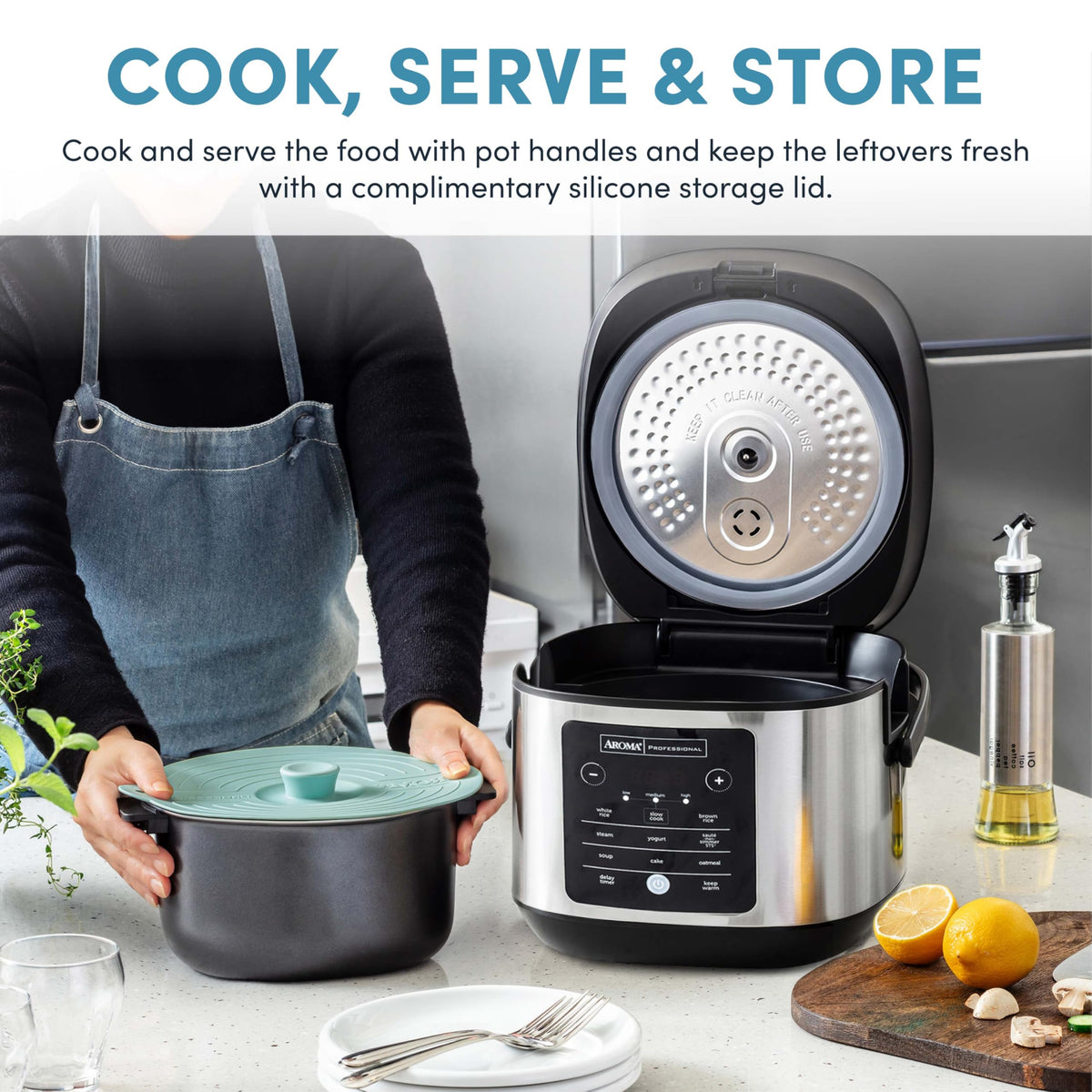 AROMA silicone storage lid seals leftovers for fresh meals later