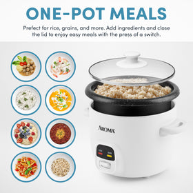AROMA tempered glass lid lets you watch progress for precise cooking.