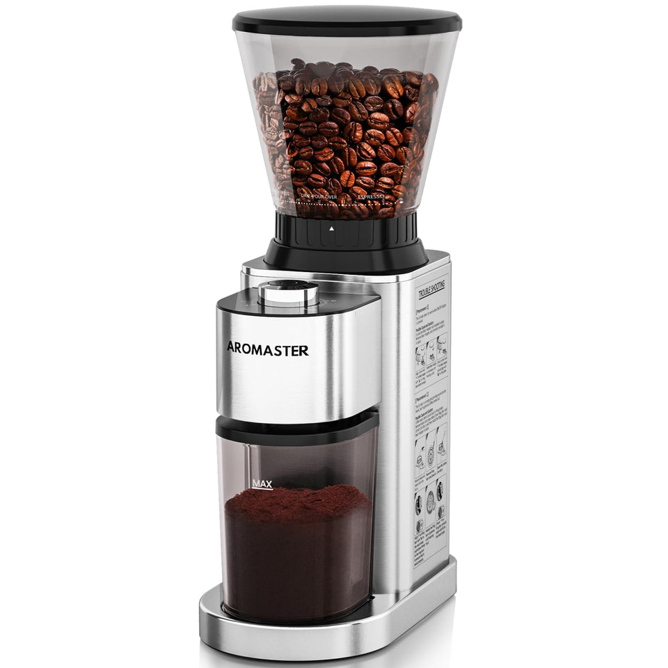 Aromaster burr grinder overview image for home use