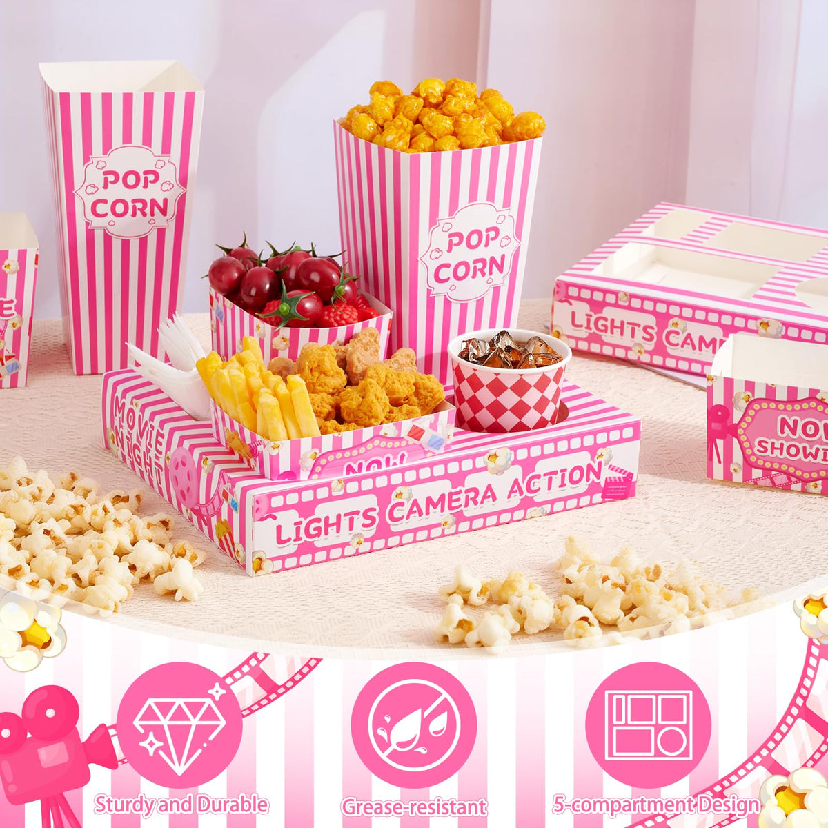 ARQRHTLY movie night party set flat-pack for quick setup