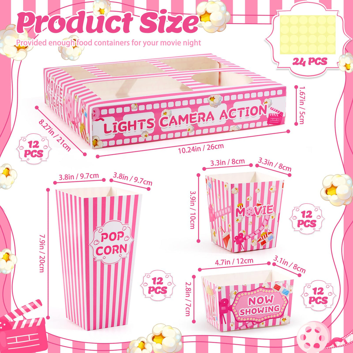 ARQRHTLY snack box pink-striped organized for family viewing snacks