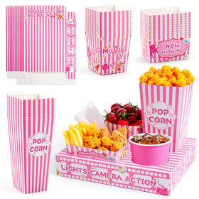 ARQRHTLY movie night snack tray pink-striped with five compartments for neat snacks