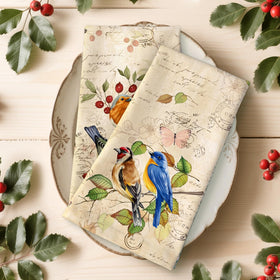 Arquiel Retro Birds tea towel cotton weave close-up highlights durability for frequent dish tasks