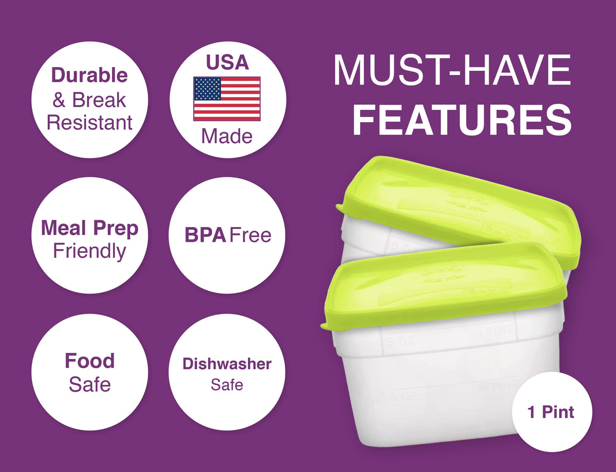 Arrow clear BPA-free containers stacked for space-saving organization.