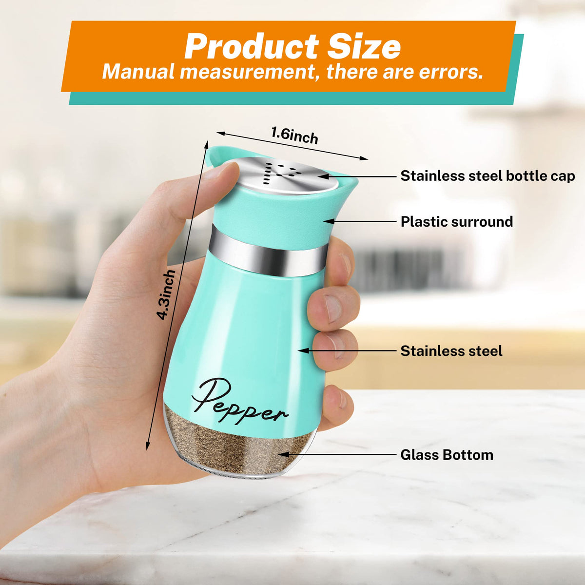 Arrozon shakers featuring a stainless steel lid for precise seasoning control.