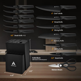 Arrtcy knife set with block: bread knife for clean, even slices