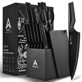 Arrtcy knife set with block: chef knife for precise slicing and moisture retention