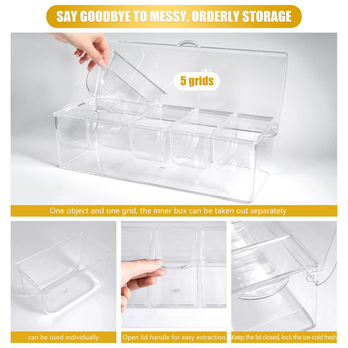 ARSTPEOE bar garnish holder on ice showcases fruits and condiments