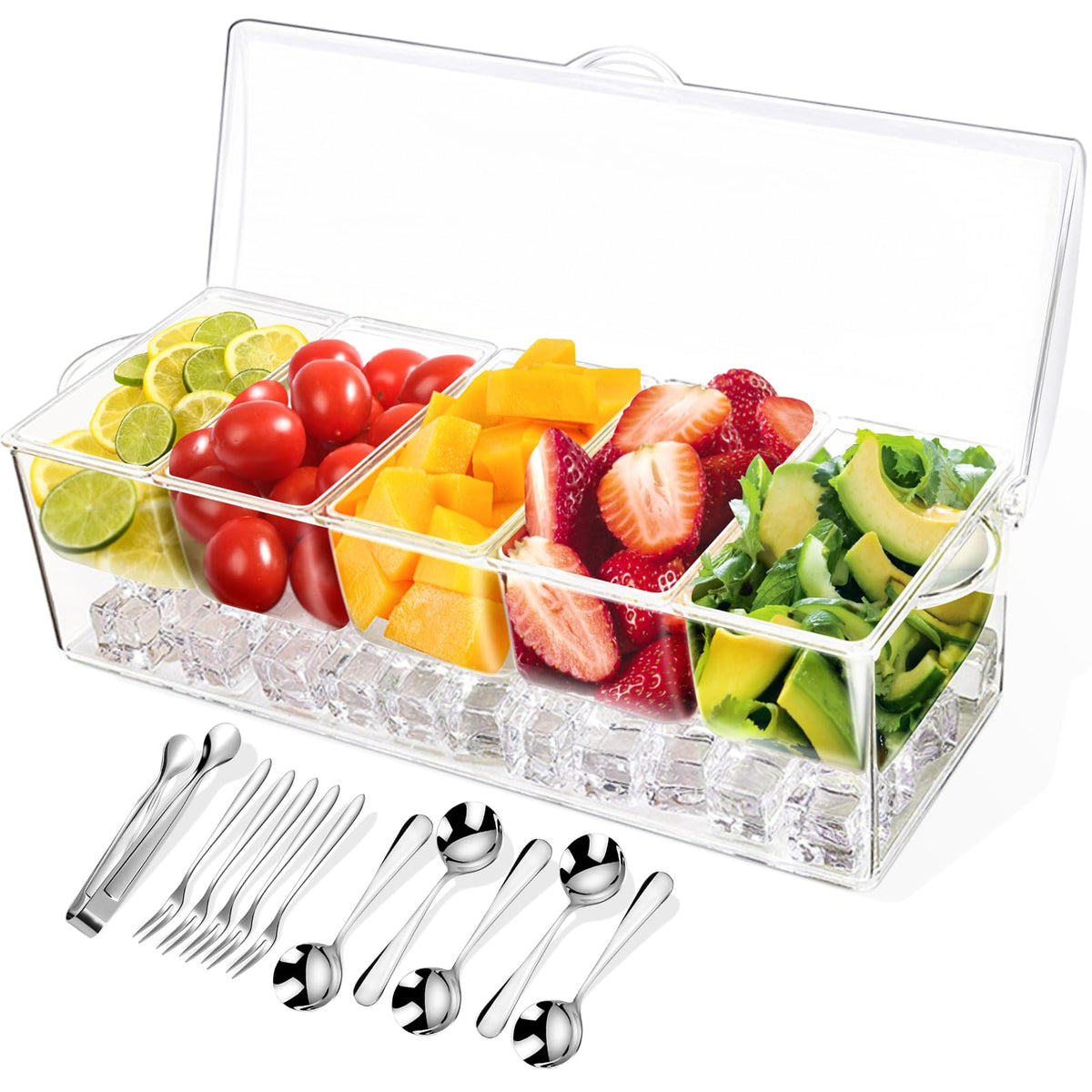 ARSTPEOE condiment tray with removable compartments keeps snacks organized and fresh