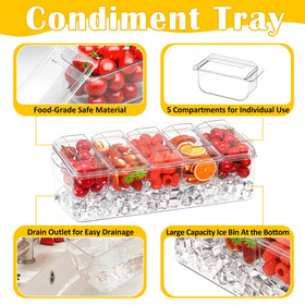 ARSTPEOE set includes five spoons and two tongs for easy self serve.