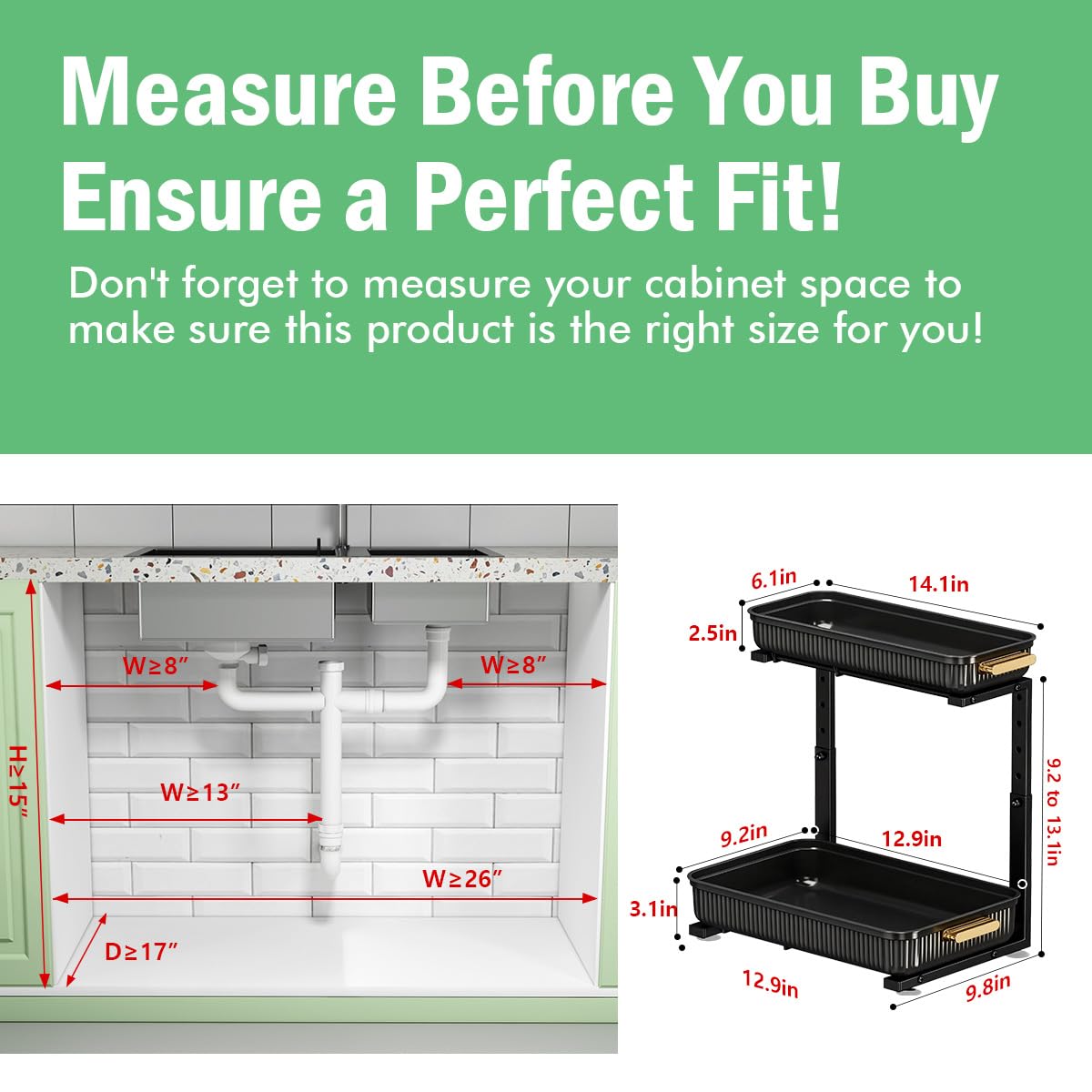 ARSTPEOE pull-out drawer system offers easy reach to cleaning supplies.
