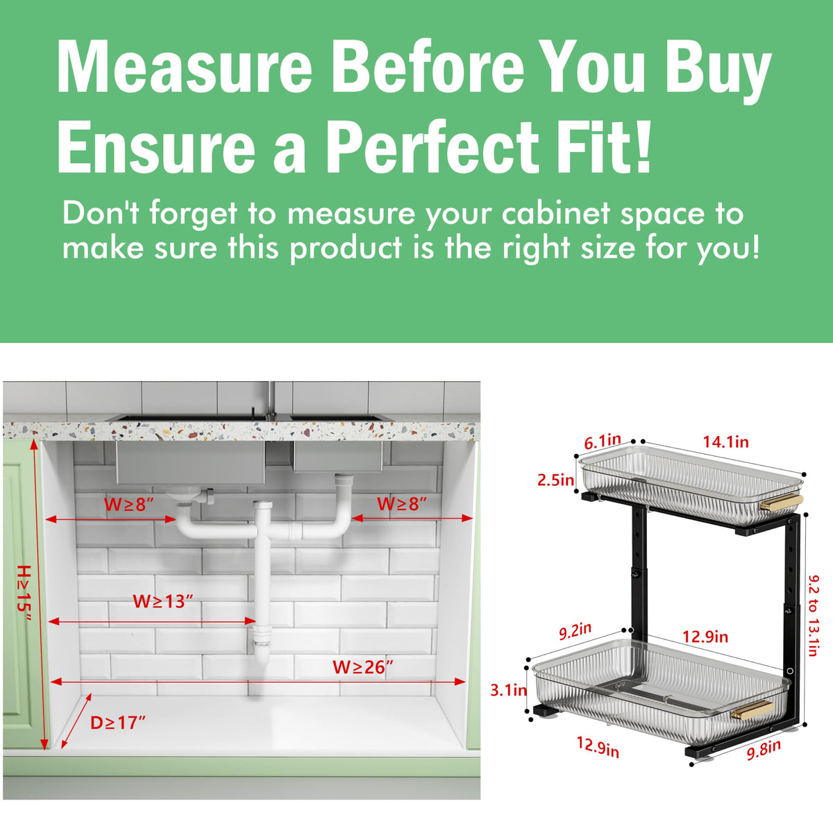 ARSTPEOE slide-out drawer under sink improves access in tight spaces.