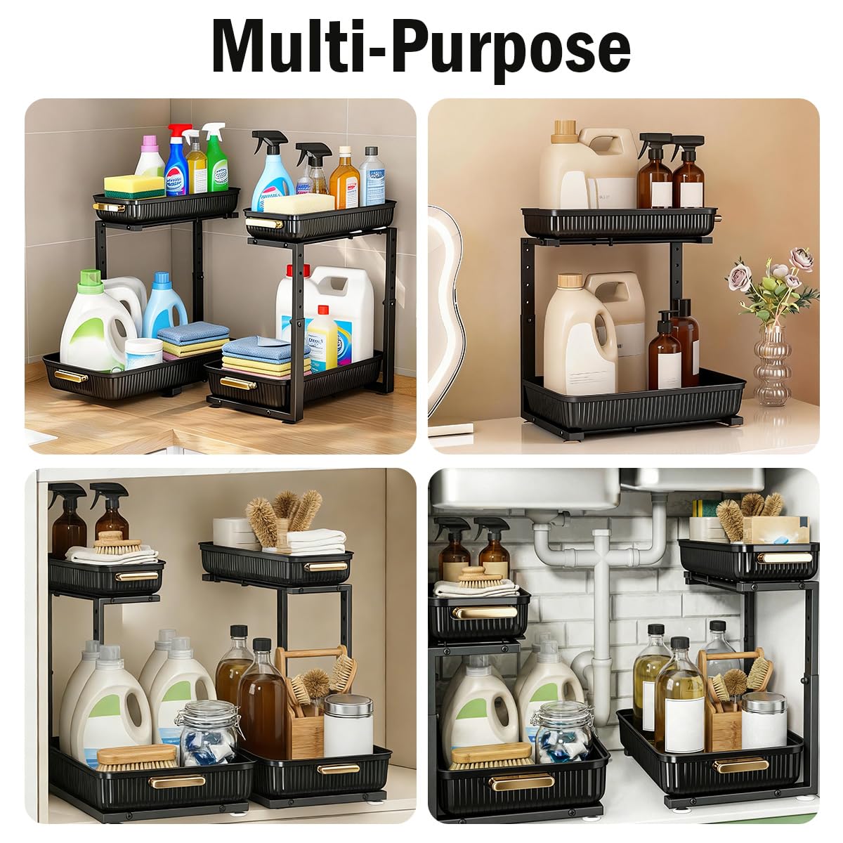 ARSTPEOE sturdy-construction metal-tubes for durable cabinet organization.