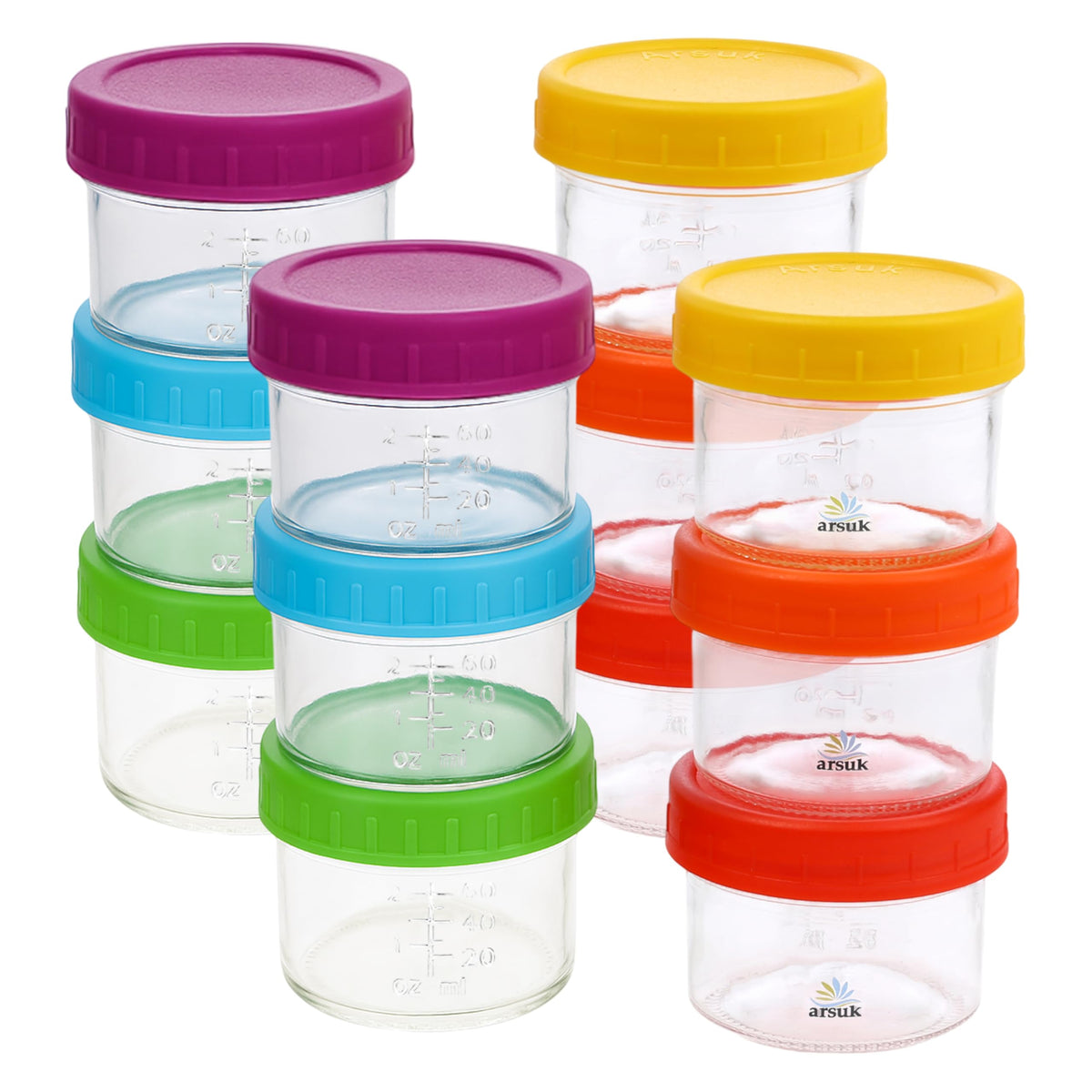 ARSUK 4 oz glass jar with screw lids stores sauces securely for on the go