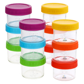 ARSUK 4 oz glass jar with screw lids stores sauces securely for on the go