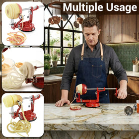 ARSUK adjustable blades show customizable peeling thickness for produce like apples and potatoes.