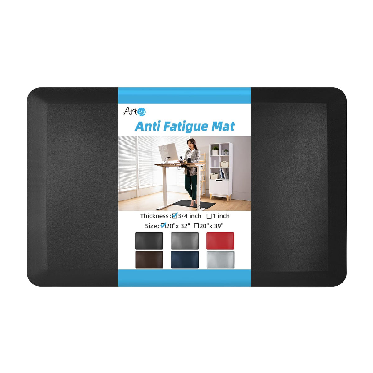 Art3d Kitchen Mat top view with 0.75 inch cushioning for comfortable cooking