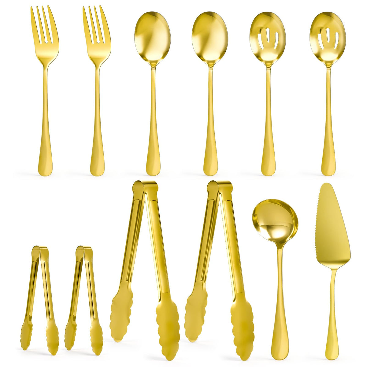 Artcochan gold serving set with large spoons for elegant buffet service
